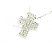 Collier croix or blanc pave diamants 0.29ct