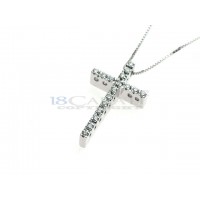 Collier croix or et diamants et chaîne vénitienne 0.19ct