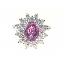 Pink sapphire ring with diamonds