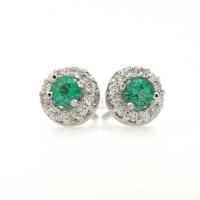 Emerald and diamond earrings in 750 white gold