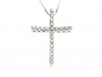Collier croix or et diamants et chaîne vénitienne 0.175ct