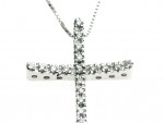 Collier croix or et diamants et chaîne vénitienne 0.175ct