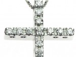 Collier croix or et diamants et chaîne vénitienne 0.19ct